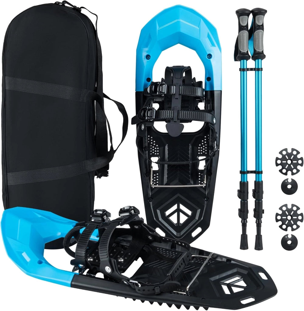 Set Racchette da Neve 35-45 per Uomo, Donna e Gioventù, Bastoncini da Trekking Telescopici 95-135 cm con Punte in Tungsteno, Dischi Neve e Dischi Fango, Ciaspole da Neve Leggere con Borsa