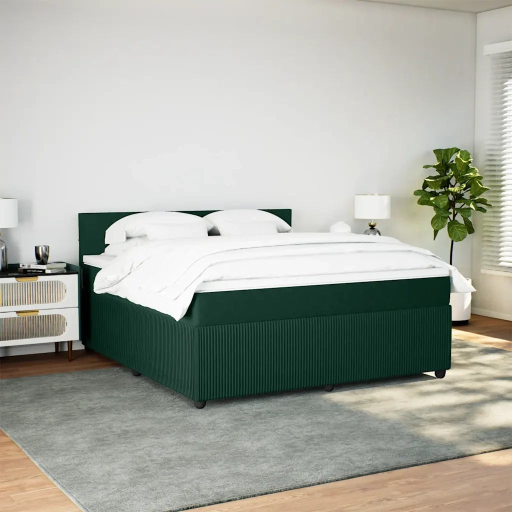 Giroletto a Molle con Materasso Verde Scuro 180x200 cm Velluto 3287809