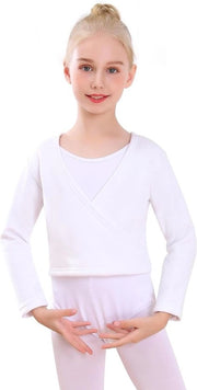 Giubbotto con imbottitura in veluto di cotone per balletto - giacca con maniche lunghe per ragazze e donne - bianco (90-110 cm)