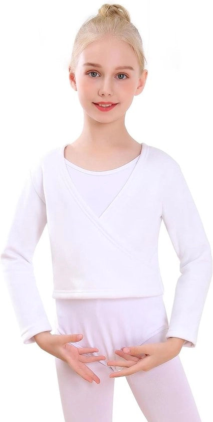 Giubbotto con imbottitura in veluto di cotone per balletto - giacca con maniche lunghe per ragazze e donne - bianco (90-110 cm)