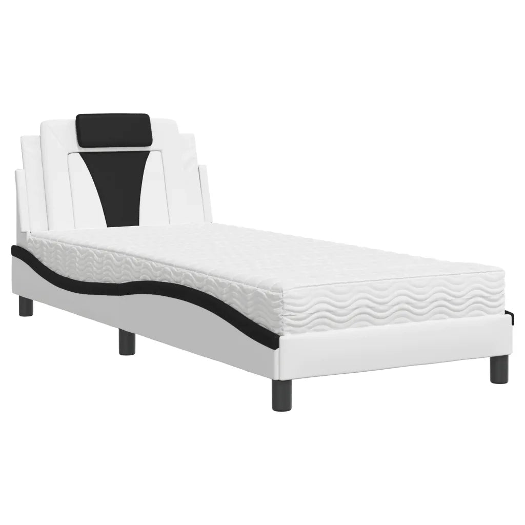 Letto Viana con Materasso Nero e Bianco 80x200 cm in Similpelle 3208760