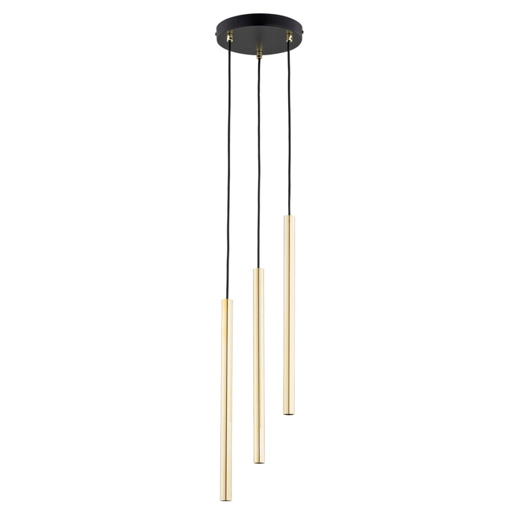 Lampada a sospensione Selter in acciaio nero e oro