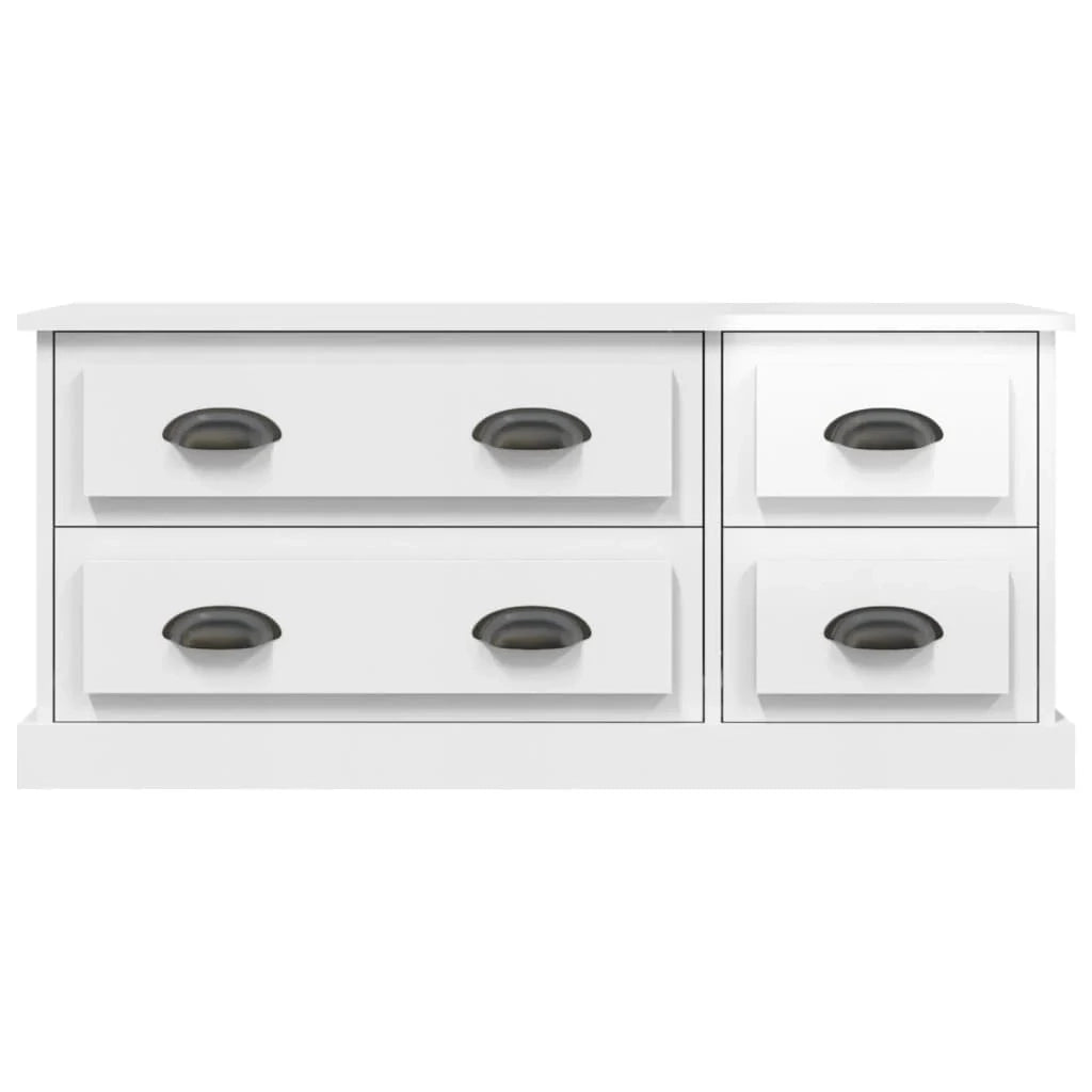Mobile TV multimediale mensola TV mobile TV sala da pranzo soggiorno camera da letto finitura lucida 100 x 35,5 x 45 cm legno ingegnerizzato bianco 02_0026985