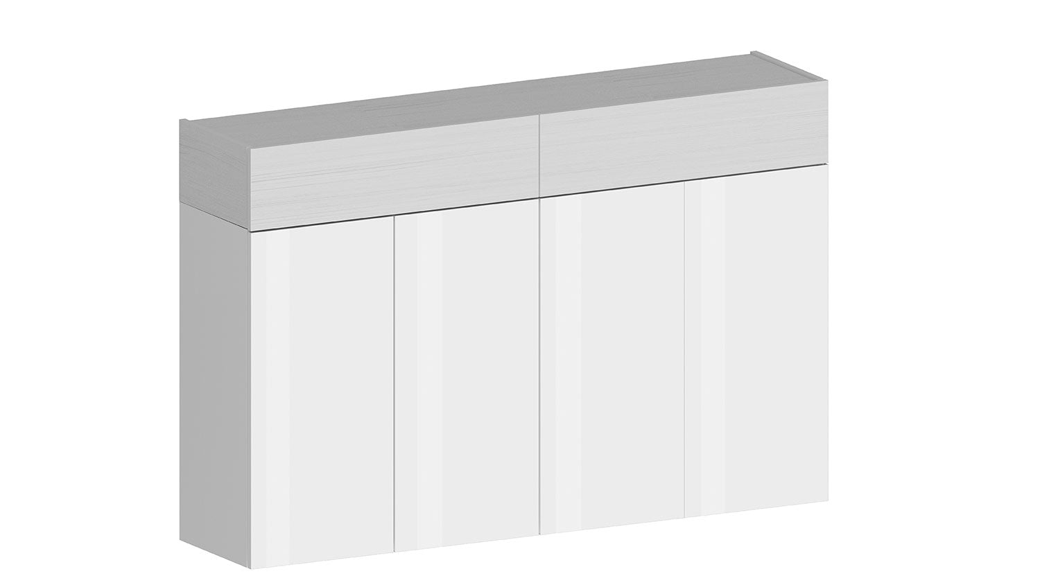 Scarpiera 4 Ante e 2 Ripiano a Ribalta 152x35x100 cm Savona 4A 1R Bianco Opaco/Larice Bianco