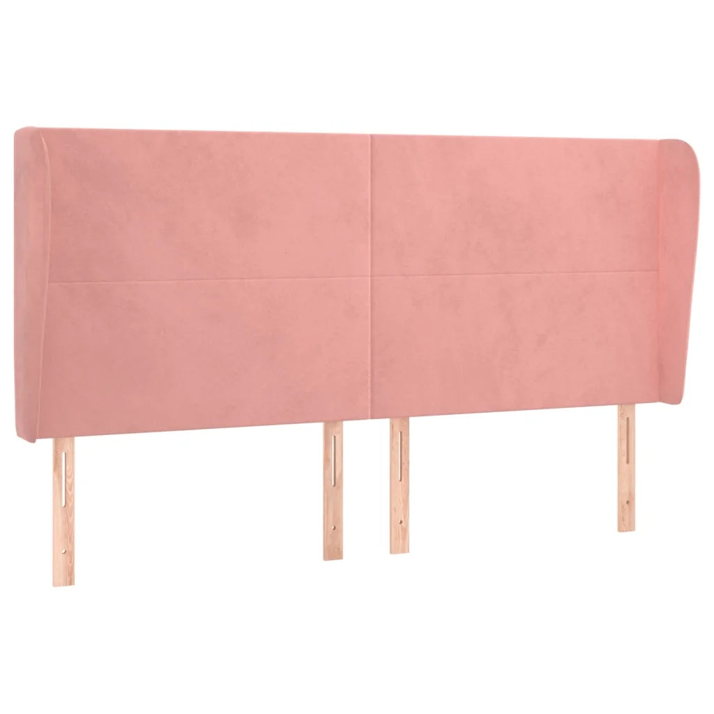 Testiera ad Orecchio Rosa 183x23x118/128 cm in Velluto