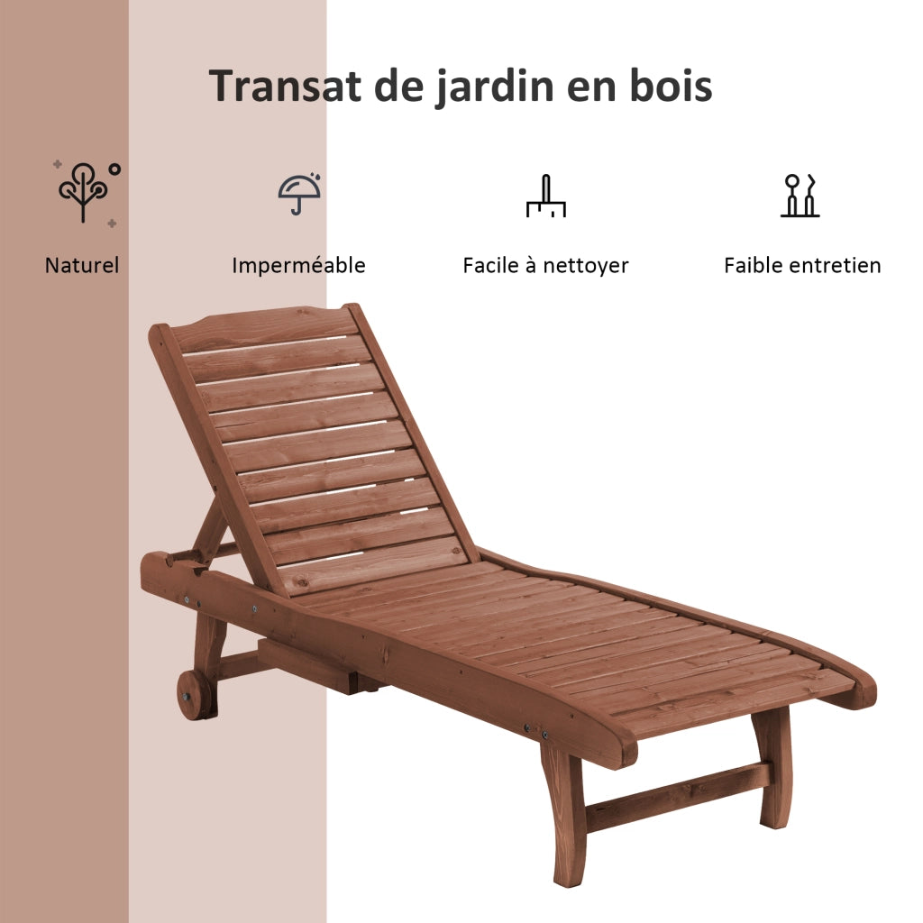Sdraio da giardino regolabile con vassoio ¨C zephmum ¨C Legno di pino pretrattato