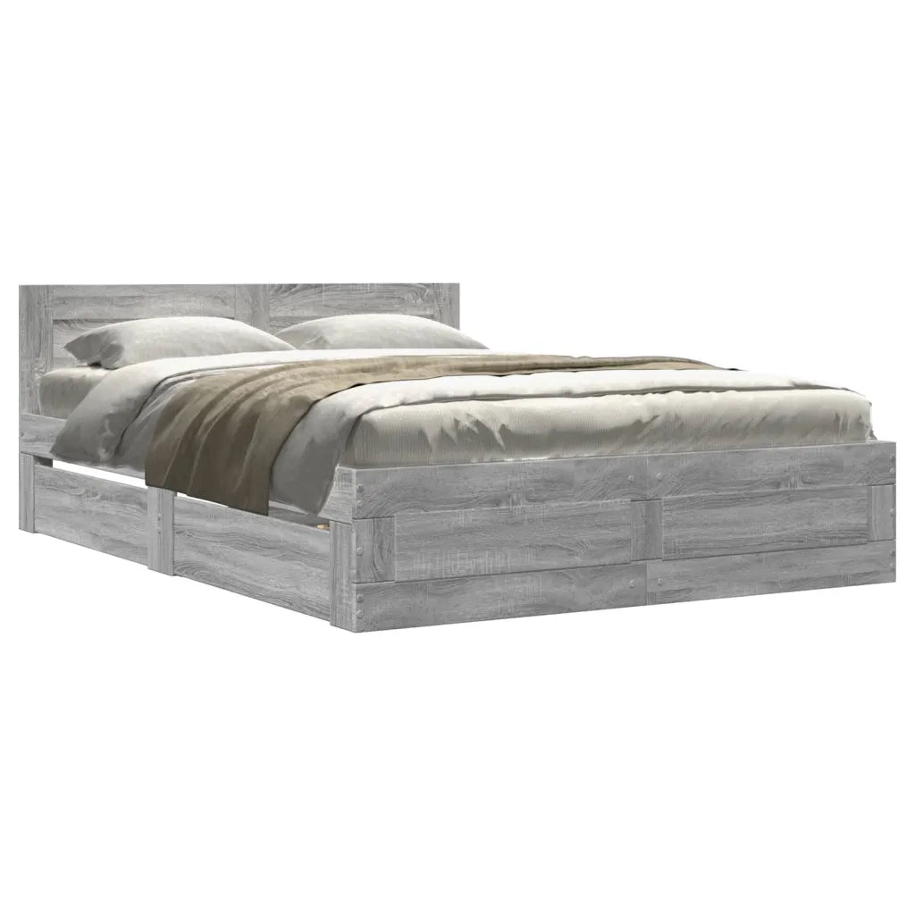 Giroletto Testiera-Struttura Letto Grigio Sonoma 140x200 cm Legno Multistrato 559827