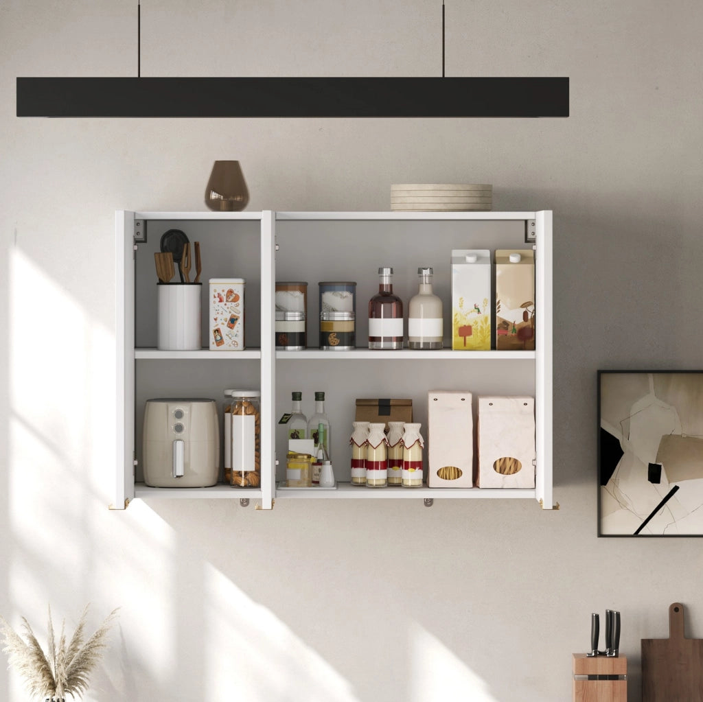 Armadietto pensile a 3 ante in MDF bianco 90 x 29 x 60 cm