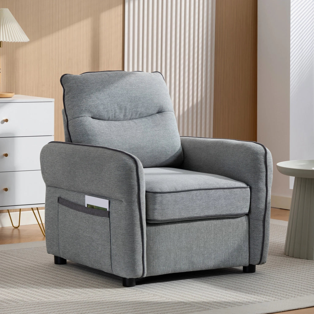 Divano 1 posto in velluto ¨C zephmum ¨C 80x81x90 cm grigio