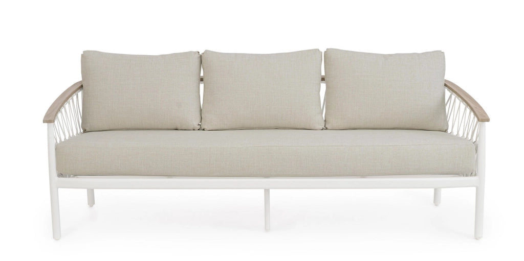 Divano da Giardino 3 Posti con Cuscini 205x75x85h cm in Alluminio e PP Fenix Vapor