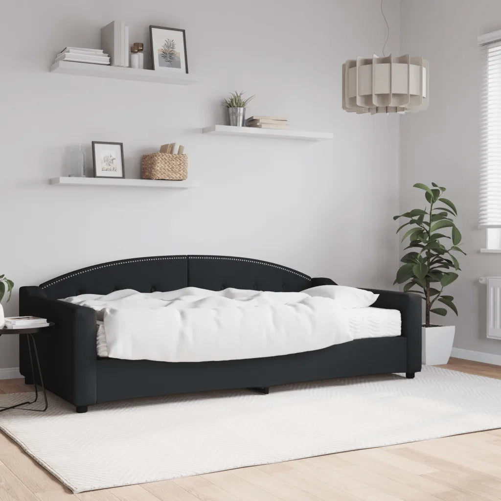 Divano Letto con Materasso Nero 100x200 cm in Tessuto 3197519