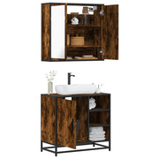 Set Mobili da Bagno 2 pz Rovere Fumo in Legno Multistrato