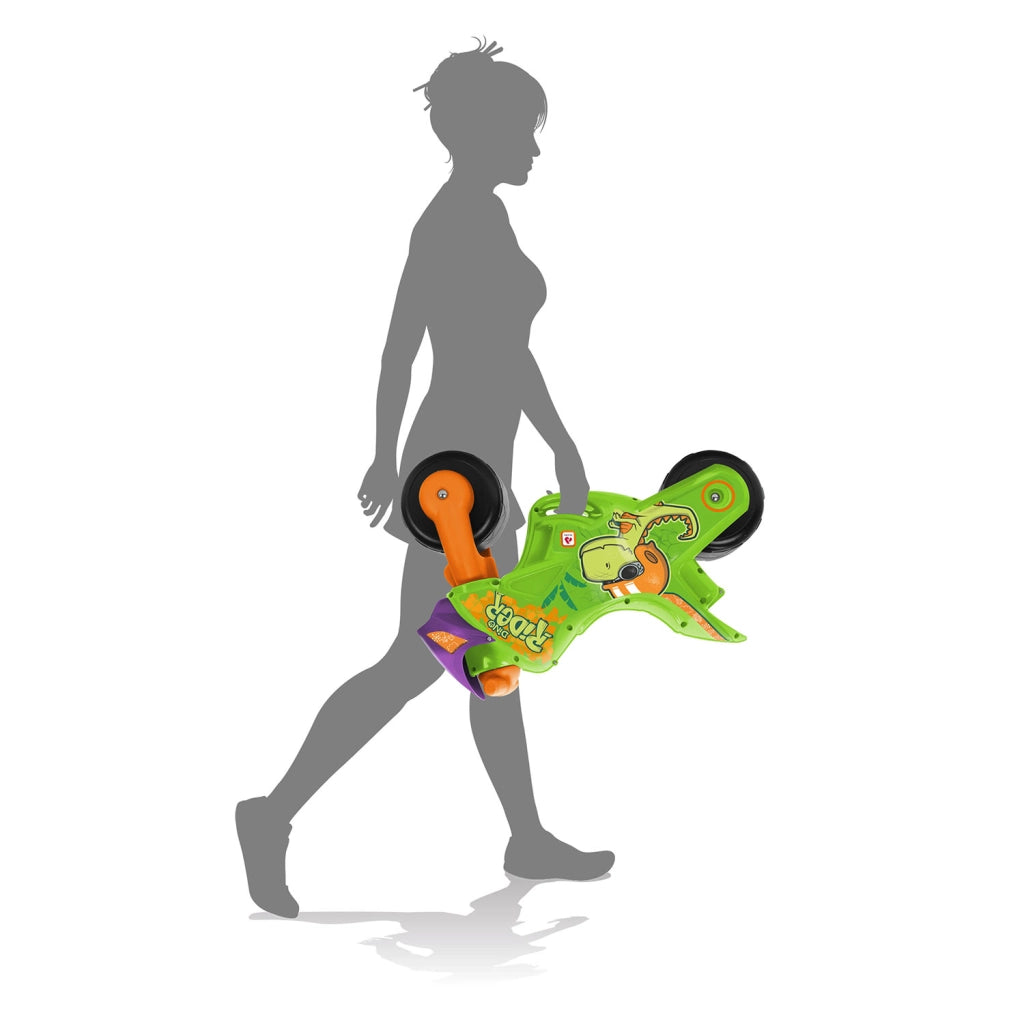 Moto Cavalcabile per Bambini Twin Dessert Dino Senza Pedali Verde e Arancione