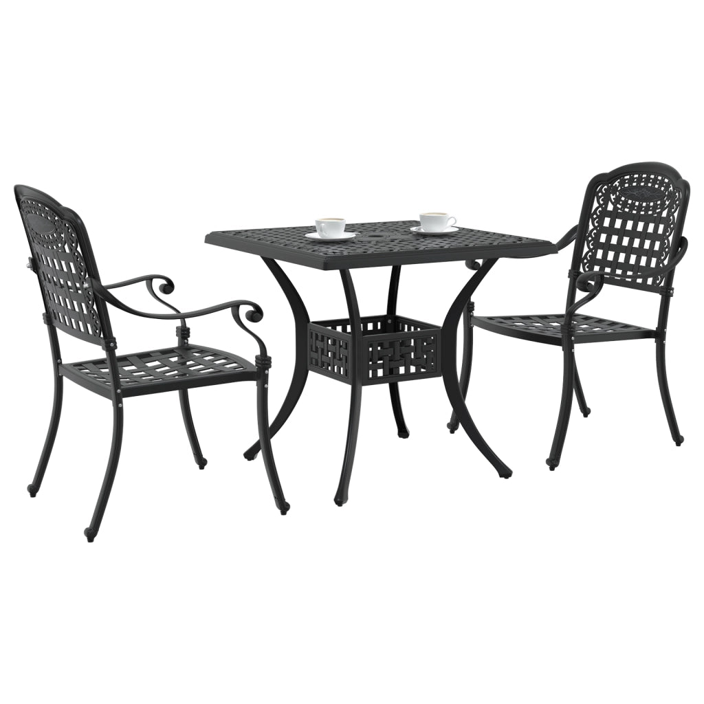 Set Bistro da Giardino 3 Pezzi in Alluminio pressofuso Nero