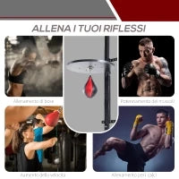 Piattaforma Boxe con Speedball Φ21 cm, Punching Ball per Allenamento Pugilato Arti Marziali, in Legno e Acciaio