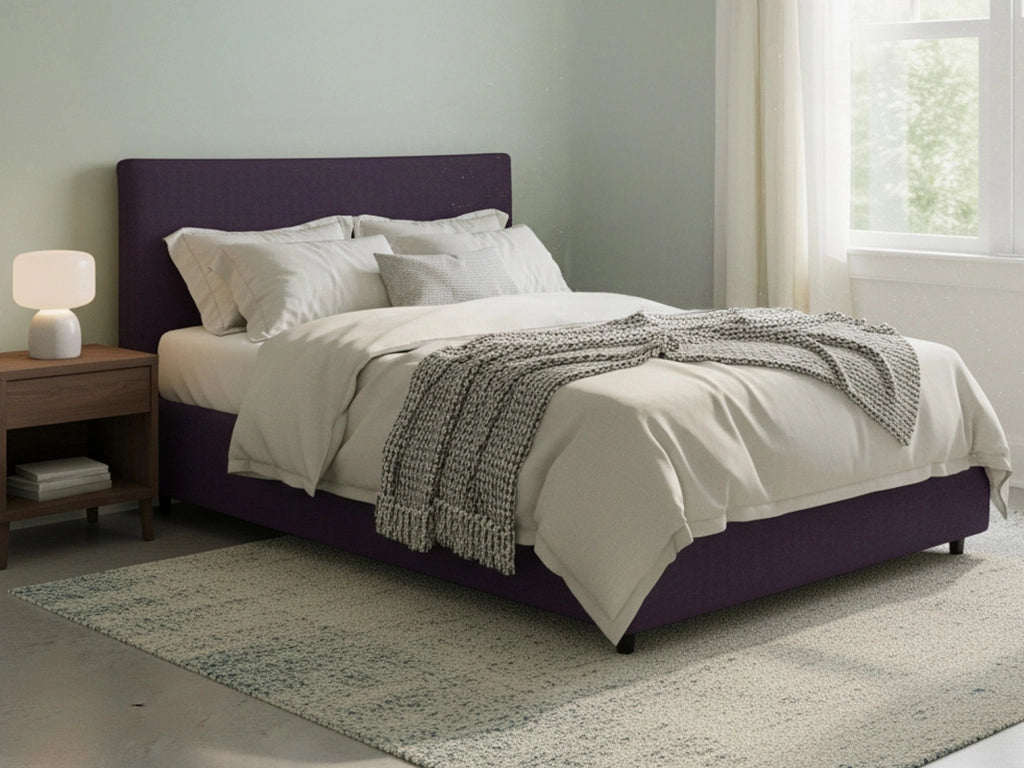 Crewe, Letto Matrimoniale Sfoderabile Made in Italy, Viola
