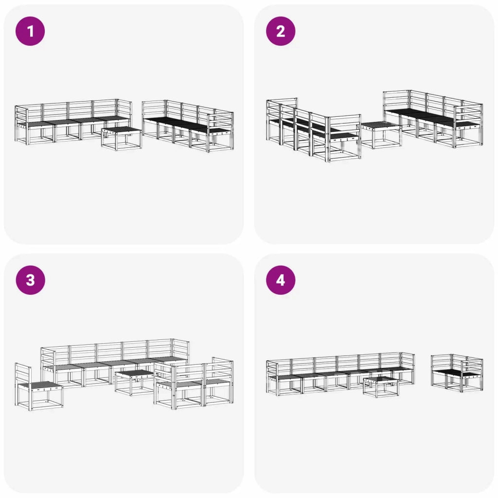 Set di divani da esterno 9 pcs Bianco 59 x 59 x 37 cm 3387403