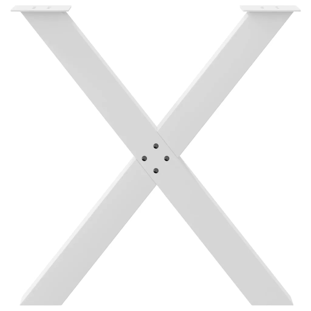 Gambe per tavolo da pranzo a forma di X 2 pz bianche 70x(72-73) cm in acciaio