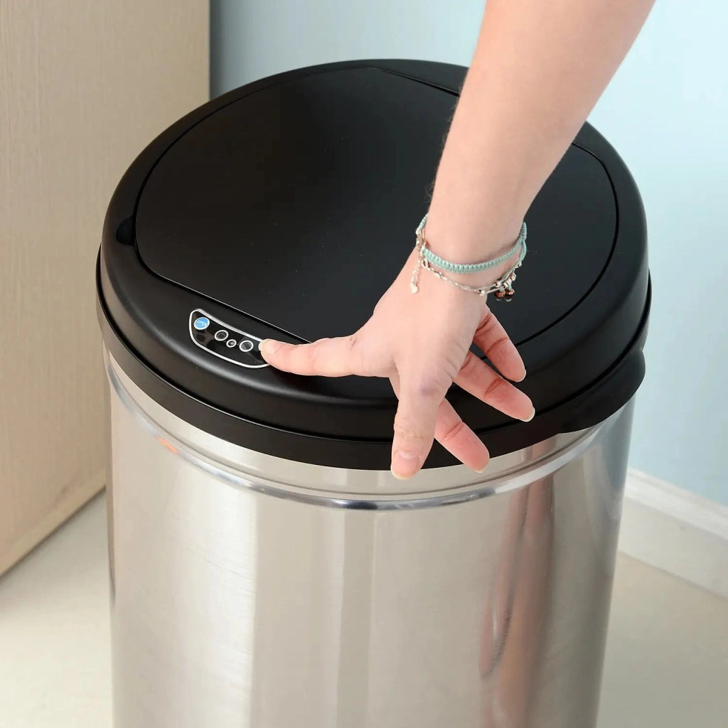 PATTUMIERA con sensore 30 L Ø30,5x51,5 cm Nero Acciaio inox