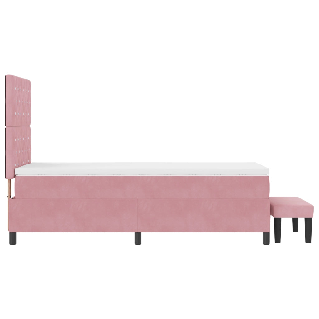 Letto a Molle con Materasso e Panchina Rosa 90x190 cm Velluto