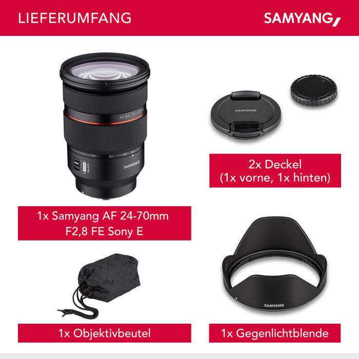 Obiettivo zoom fotografico AF 24-70mm compatibile con Sony E mount – Autofocus, full frame e APS-C, intensità luminosa F2.8, per fotocamere Alpha A9 A7 A7C A7C II A7C R A6000