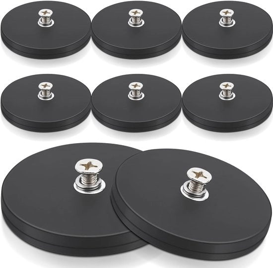 Magnetici con rivestimento in gomma, Ø 66mm, 8 pezzi, magneti con schizzo antislip con filo di montaggio M6 e piede magnetico per luci, 30kg di attrito, magneti rotondi in gomma con avvito