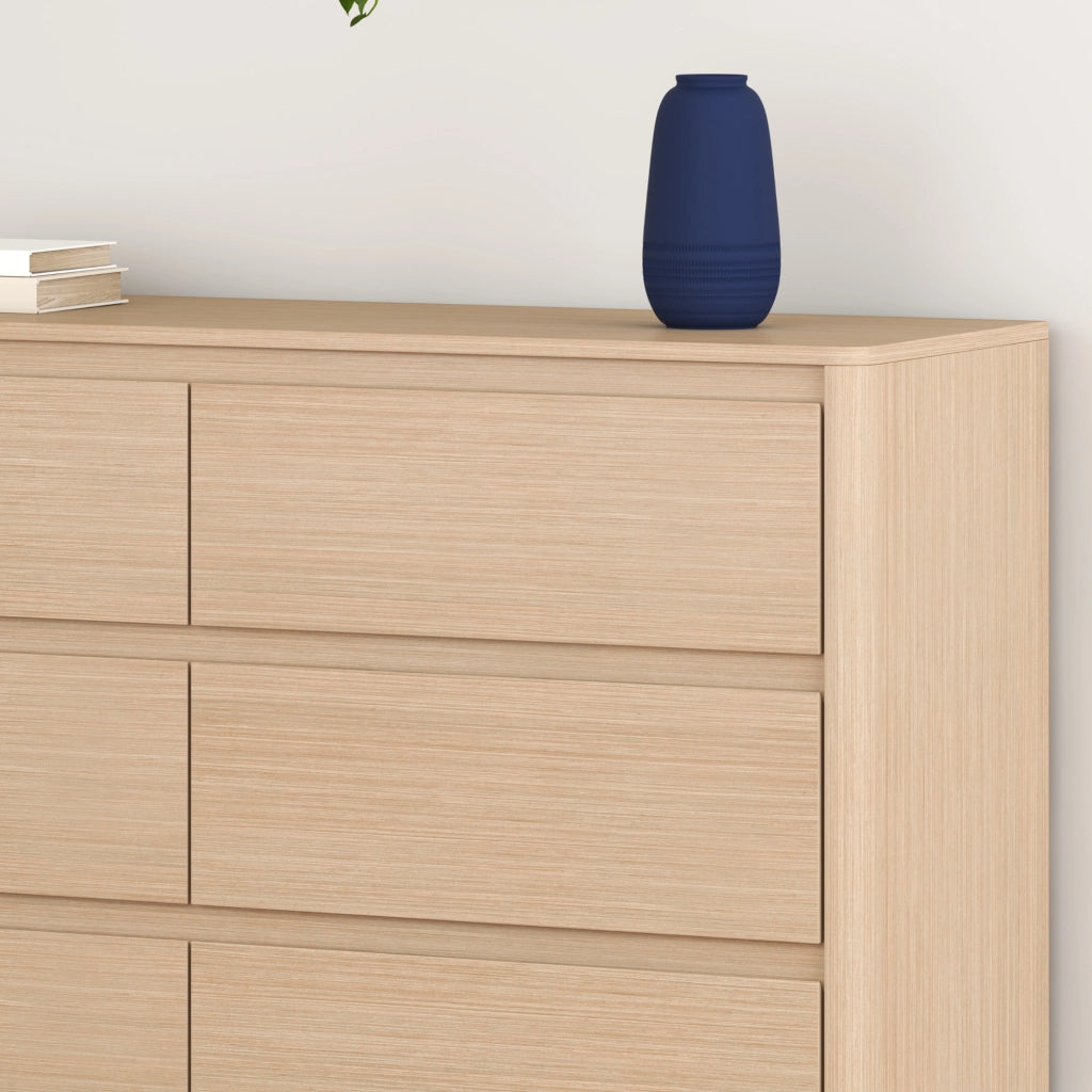 Cassettiera Takranmaa Comò con 6 Cassetti 120 x 39 x 77 cm - Effetto Rovere [en.casa]