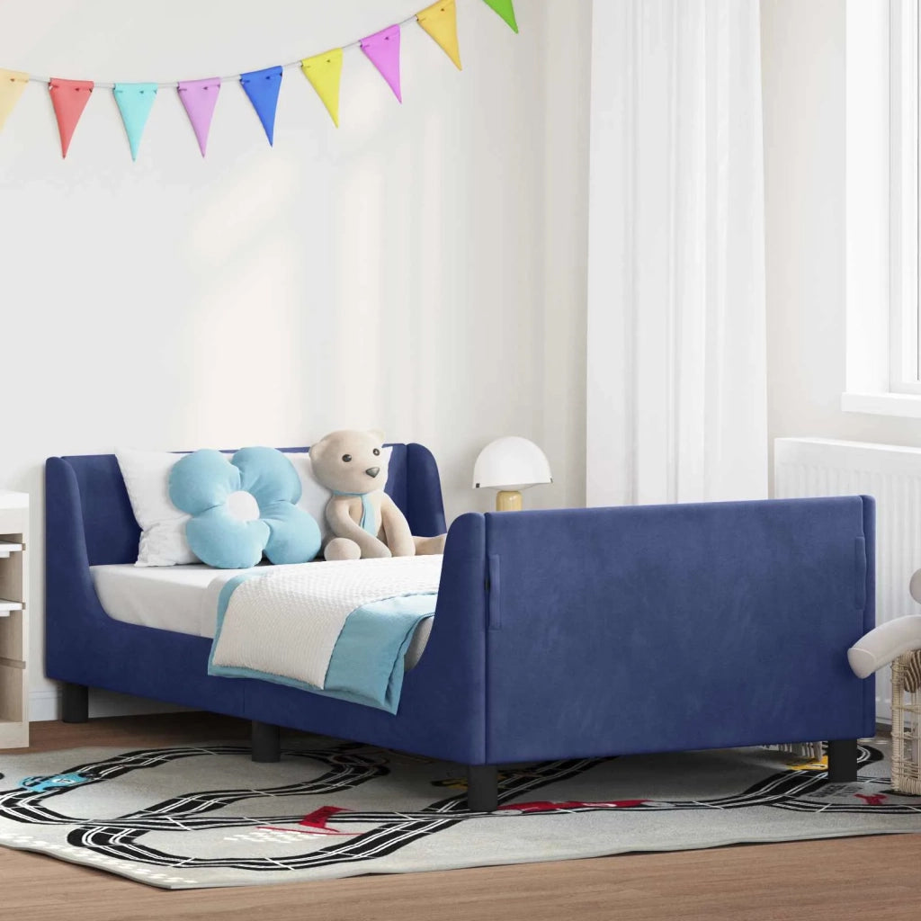 Struttura letto Bambini | Letto Infantile | Lettino con testata Blu Polizia 80 x 200 cm