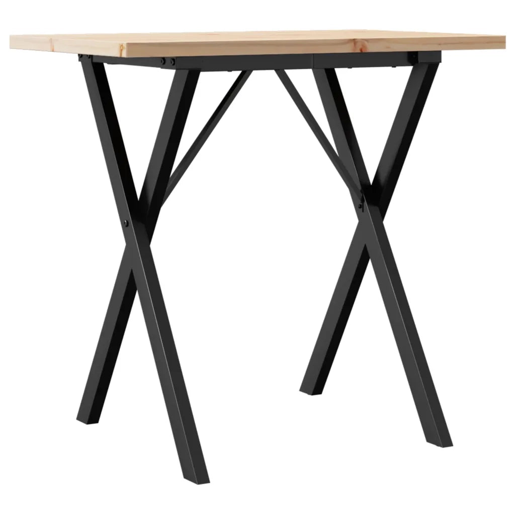 Tavolo da Pranzo Telaio a X 80x50x75,5 cm Legno Pino e Acciaio