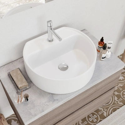 Mobile bagno sospeso 80 rovere fumo top cenere con specchio LED  Town