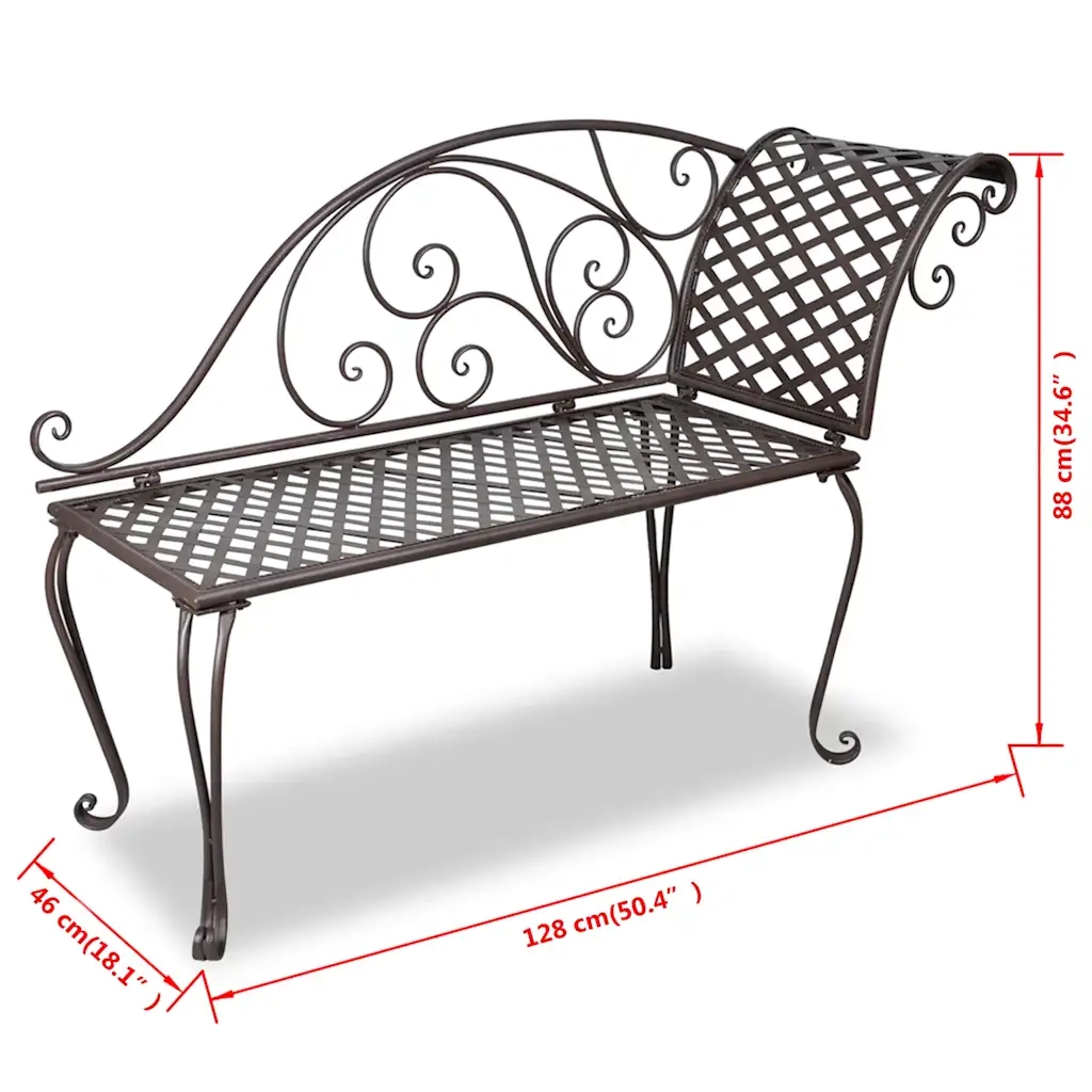 Sdraio da Giardino 128 cm in Acciaio Stile Anticato Marrone cod mxl 52095