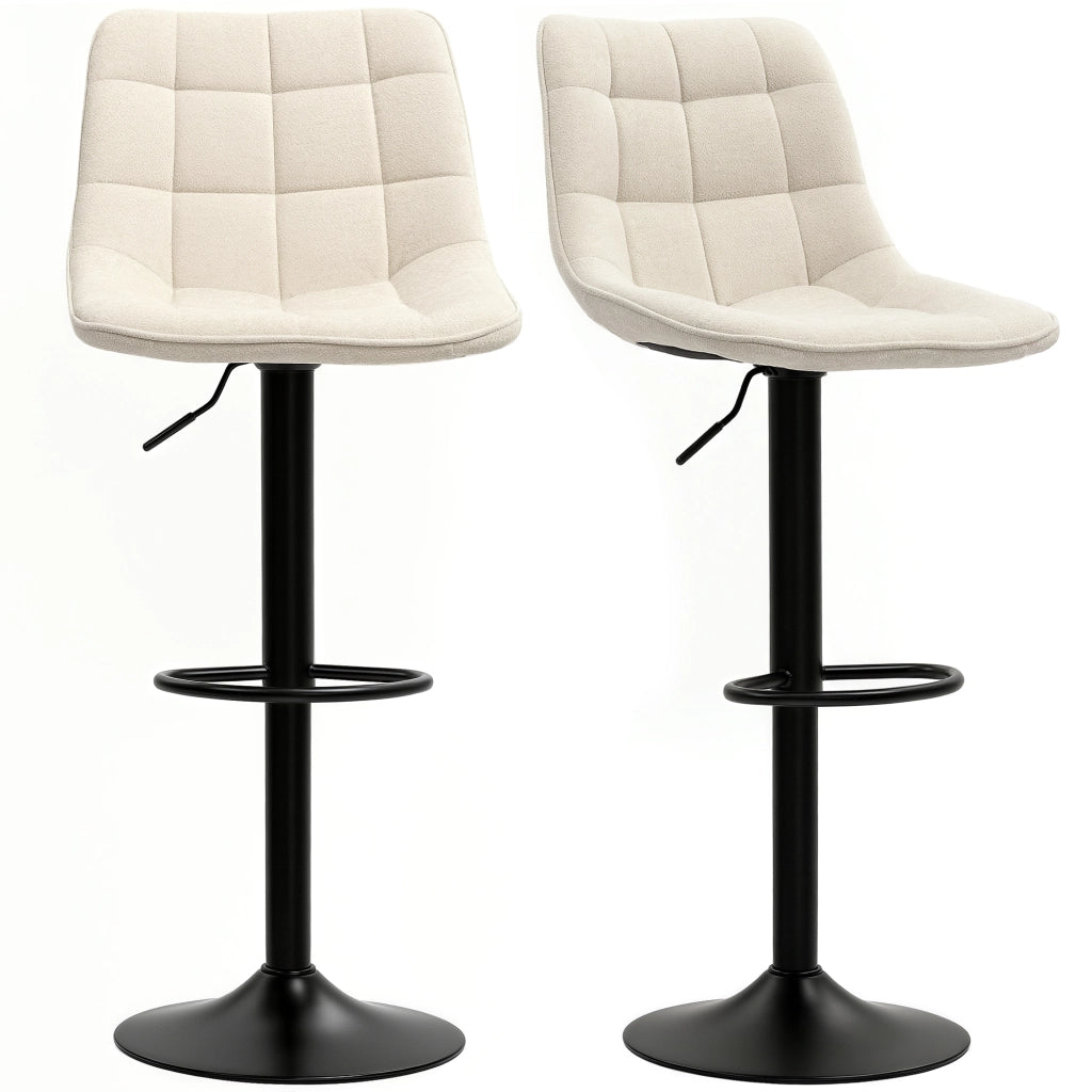 Sgabello da bar ¨C zephmum ¨C 2 pezzi con schienale e braccioli, imbottito, regolabile in altezza, colore beige