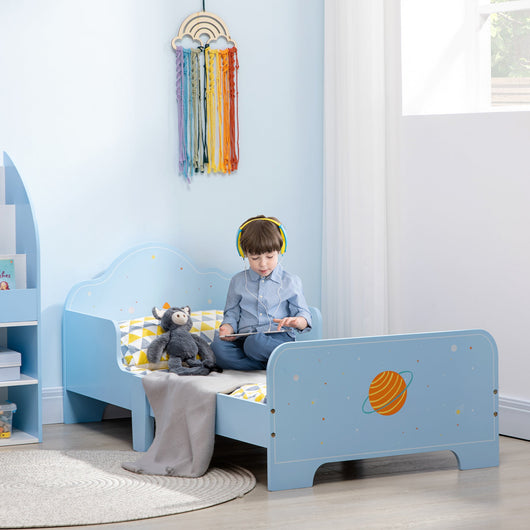 Letto per Bambini con Sponde 143x74x59 cm Fantasia Spaziale Azzurro