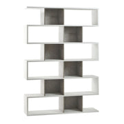 Libreria modulare 6 piani 150x37x215H cm in kit colore Ossido bianco e Cemento