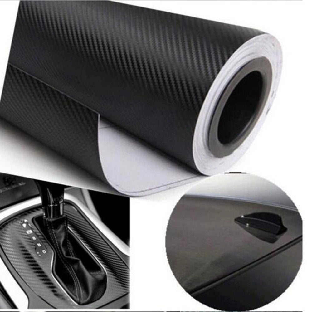 Trade Shop - Pellicola Adesiva In Carbonio 3d Antigraffi Adesivo Car Wrapping Auto Moto - Nero   -75x200 Cm   -
