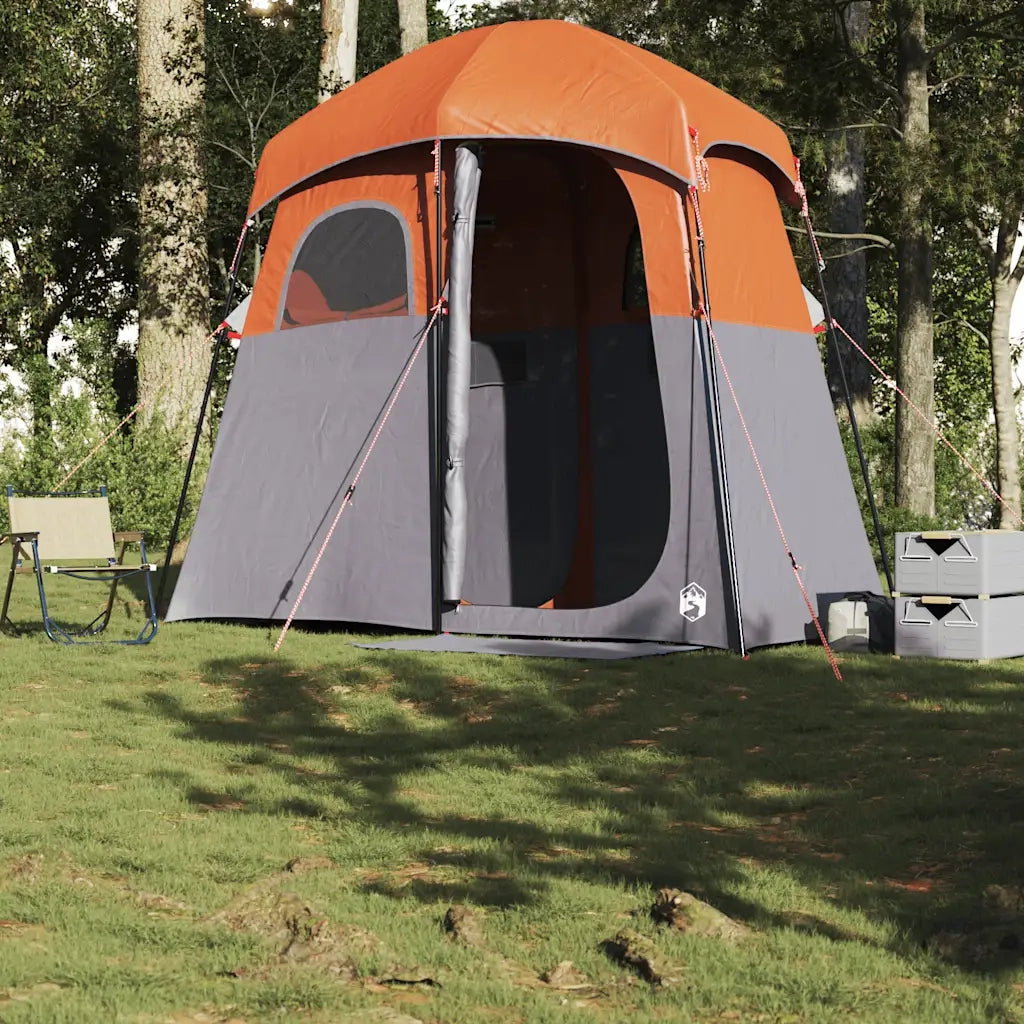 vidaXL Tenda da Doccia 2 Persone Grigio e Arancione Impermeabile