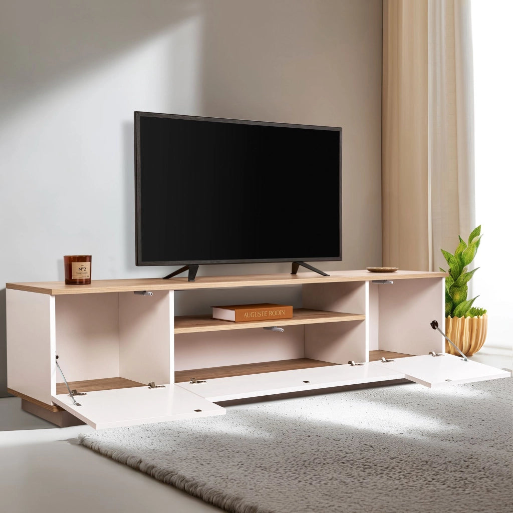 Porta TV in legno "Veramont" - 180 x 44 x 44 cm - Marrone chiaro