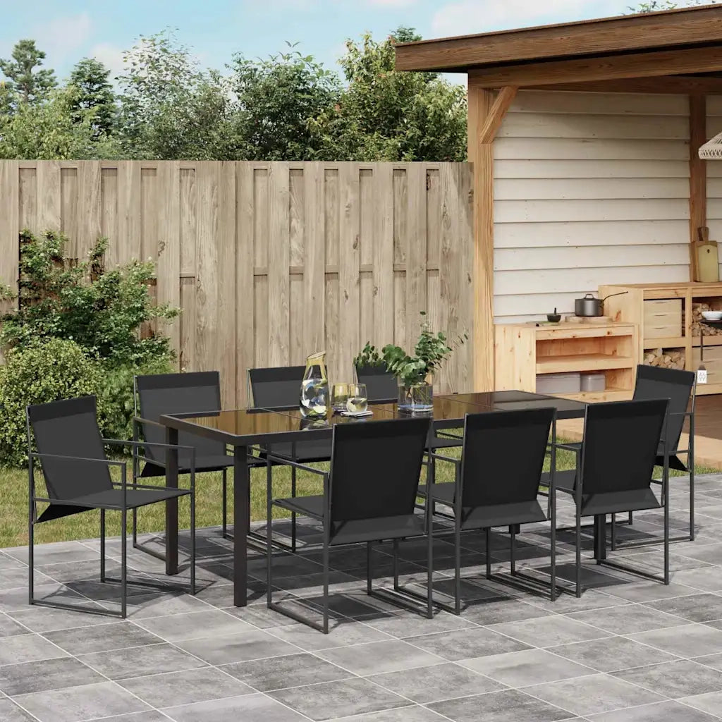 Set da Pranzo per Giardino 9 pcs Nero 3379344