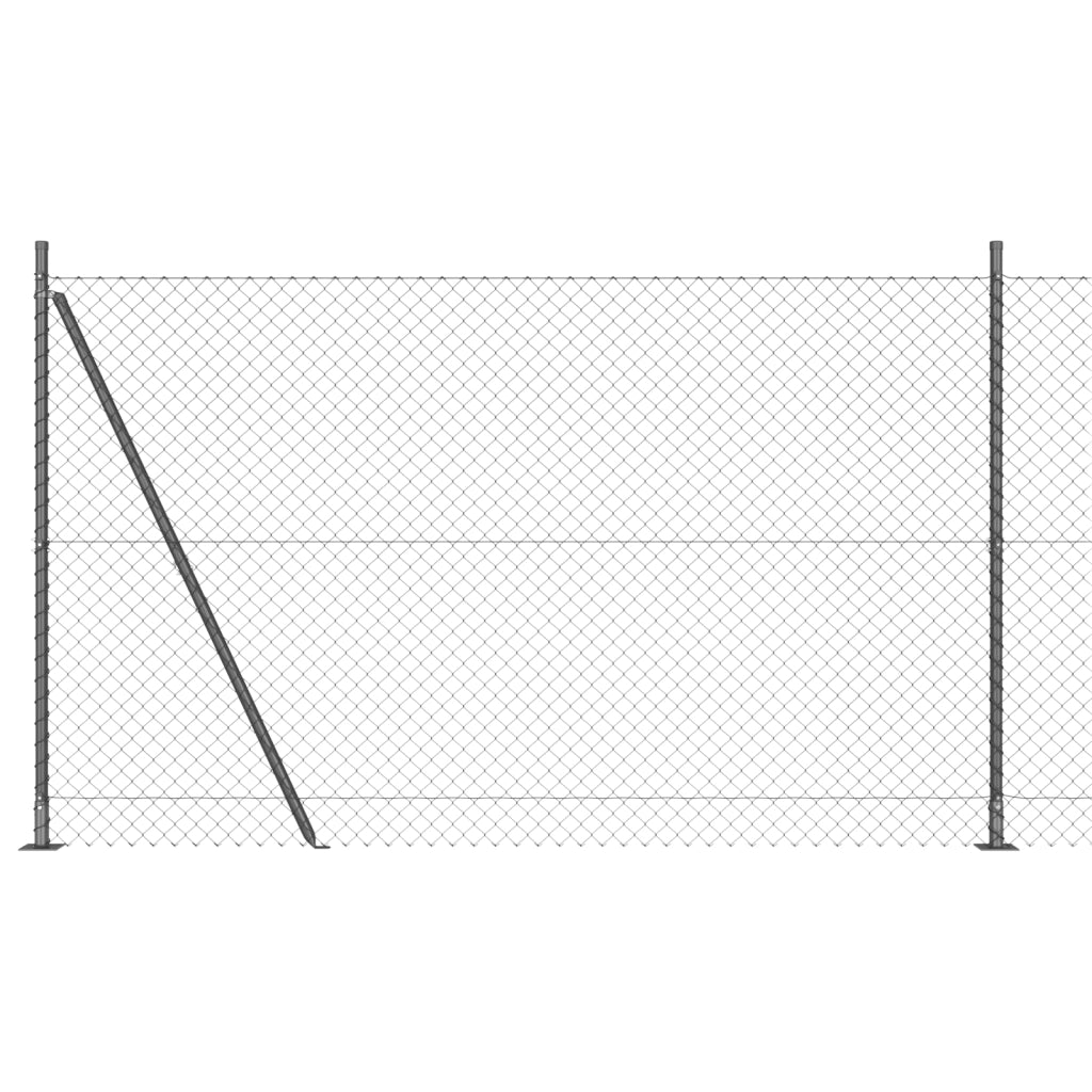 Recinzione in Rete Metallica con 7 Pali Flangiati 1.4x10 m Acciaio Galvanizzato