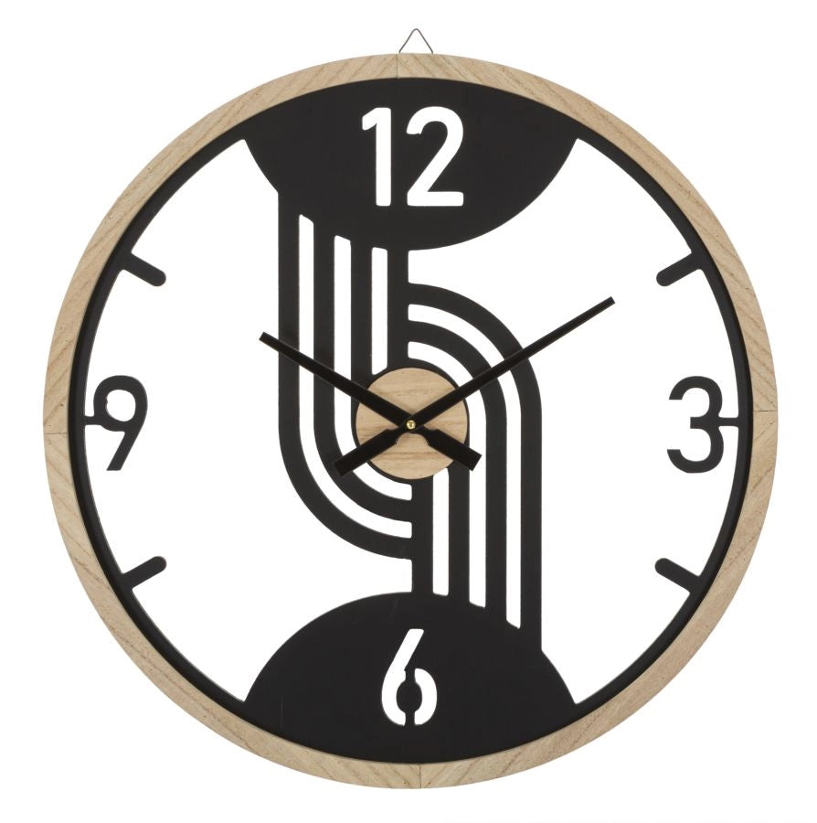 Orologio da Muro Clips 60x2,5x60 cm in Ferro e MDF Nero e Marrone