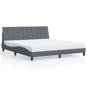 Letto matrimoniale | Letto per adulti | Giroletto senza Materasso Hanko Grigio Scuro 180x200 cm Velluto