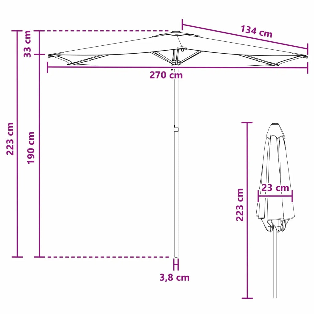 Ombrellone da giardino-Parasole da Giardino con Base 270 x 270 cm Poliestere 375302