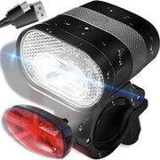 Lanterna per bicicletta, set di illuminazione per bicicletta USB, conforme a STVZO, lanterna per bicicletta USB ricaricabile, lanterna per bicicletta anteriore e posteriore, funziona con batterie, resistente alla pioggia e ricaricabile, 3200 mAh 500 lm