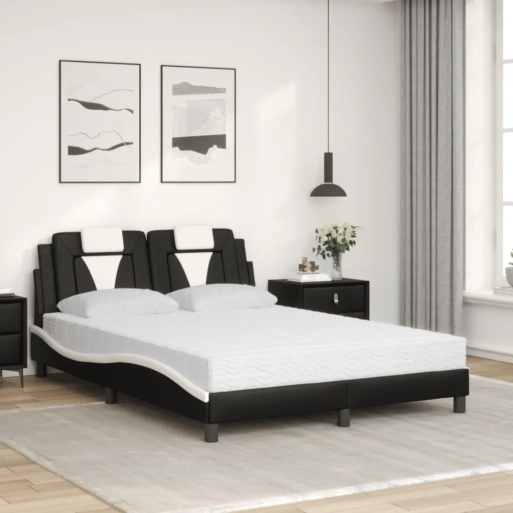 Letto Viana con Materasso Nero e Bianco 140x200 cm in Similpelle 3208801