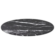 Piano per Tavolo Nero Ø30x0,8 cm Vetro Temperato Design Marmo 322261