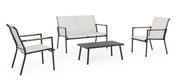 Set 5 Pezzi Salotto da Giardino con Divano 2 Poltrone e 2 Tavolini in Acciaio e Textilene Marsala Antracite