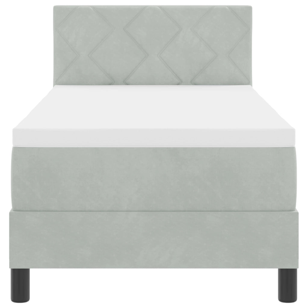 Letto Box Spring con Materasso Grigio Chiaro 80x200 cm Velluto