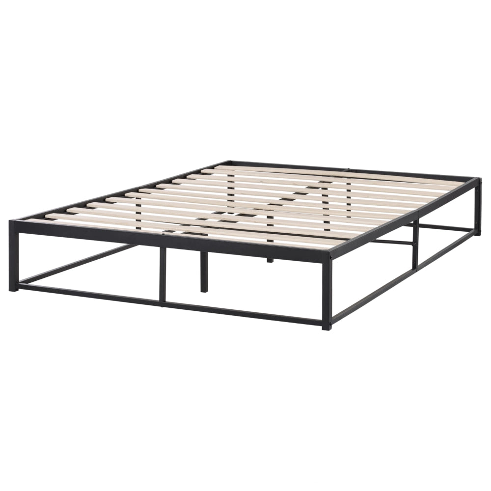 Letto Nero Metallo EU Doppio 140 x 200 cm Stile moderno industriale Doghe incorporate senza poggiatesta