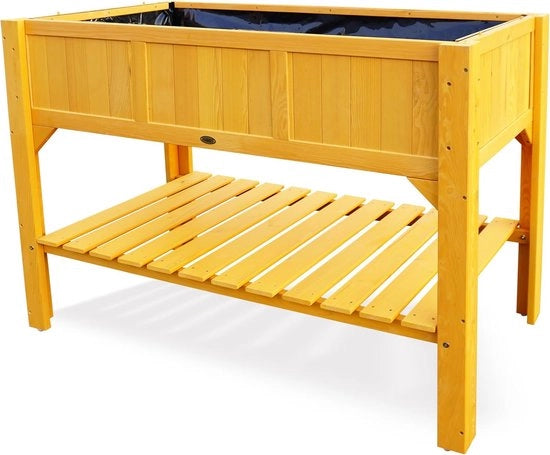 Tavolo di Giardinaggio Elevato con Scaletta 119 X 57 X 90 Cm Giallo - 2854