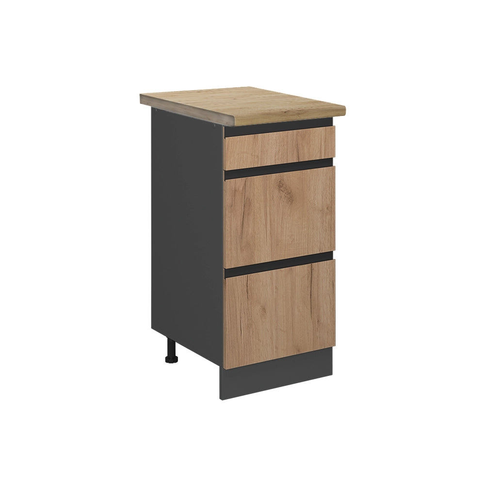 Vicco Mobiletto base per cucina Quercia dorata 40 cm con cassetti, PL Rovere